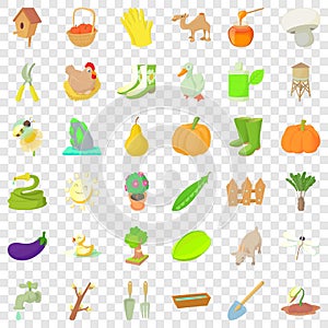 Agriculture icons set, cartoon style