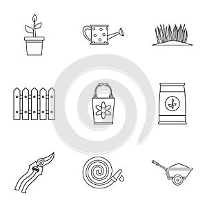 Agriculture icons set, outline style