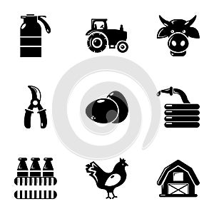 Agriculture icons set, simple style