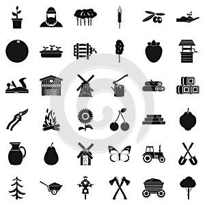 Agriculture icons set, simple style