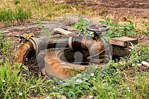 Agriculture irrigation pump station valve in field