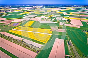 Agriculture layers of Podravina region aerial view