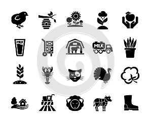 Agriculture linear icons set. Farming. Agricultural symbols. Isolated vector outline illustrations