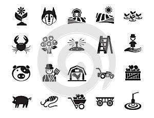 Agriculture linear icons set. Farming. Agricultural symbols. Isolated vector outline illustrations