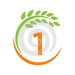 Agriculture Logo On 1 Letter Concept. Agriculture And Farming Pasture, Milk, Barn logo design. Farm Badge, Agribusiness, Eco-farm
