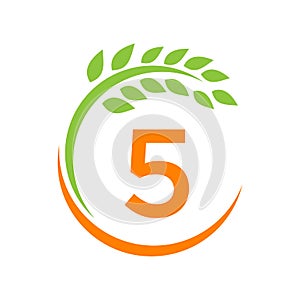 Agriculture Logo On 5 Letter Concept. Agriculture And Farming Pasture, Milk, Barn logo design. Farm Badge, Agribusiness, Eco-farm
