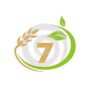 Agriculture Logo On 7 Letter Concept. Agriculture and farming logo design. Agribusiness, Eco-farm and rural country design with 7