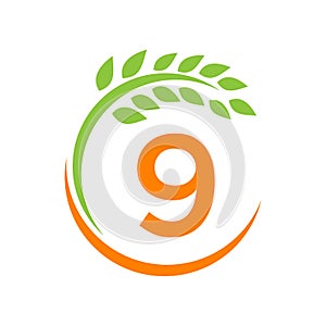 Agriculture Logo On 9 Letter Concept. Agriculture And Farming Pasture, Milk, Barn logo design. Farm Badge, Agribusiness, Eco-farm