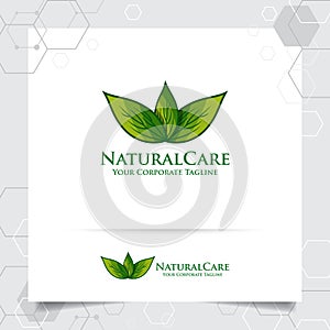 Agriculture logo design with concept of green leaves vector and nature icon. Green nature logo used for agricultural systems,
