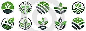 Agriculture logo design. Set of icon. Agronomy logo with plant