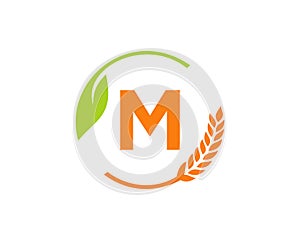 Agriculture Logo On M Letter Concept. Agriculture and farming logo design. Agribusiness, Eco-farm and rural country design with M