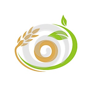 Agriculture Logo On O Letter Concept. Agriculture and farming logo design. Agribusiness, Eco-farm and rural country design with O