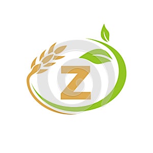 Agriculture Logo On Z Letter Concept. Agriculture and farming logo design. Agribusiness, Eco-farm and rural country design with Z