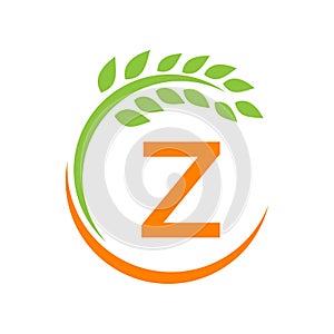 Agriculture Logo On Z Letter Concept. Agriculture And Farming Pasture, Milk, Barn logo design. Farm Badge, Agribusiness, Eco-farm