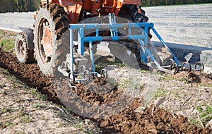 Agriculture machines on asparagus field