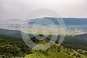 Agriculture and Mount Aso Volcano in Kumamoto, Japan photo