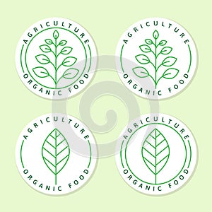 Agriculture organic food logo or illustration label, sticker vector