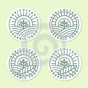 Agriculture organic food logo or illustration label, sticker vector