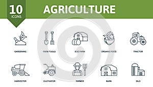 Agriculture set icon. Editable icons agriculture theme such as gardening, egg farm, tractor and more.