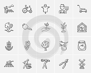 Agriculture sketch icon set.
