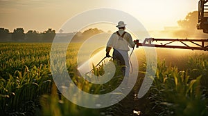 agriculture spraying corn field