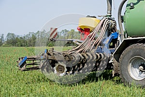 Agriculture, spreading manure. Germany, Europe