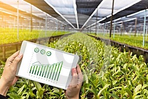 agriculture technology concept man Agronomist Using a Tablet in