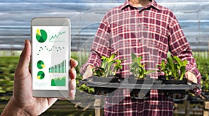 agriculture technology concept man Agronomist Using a Tablet in