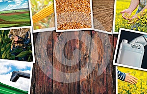 Agriculture themed photo collage with copy space