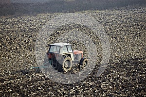 Agriculture tractor cultivated land