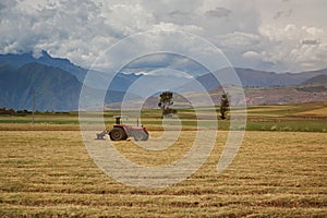 Agriculture tractor on field