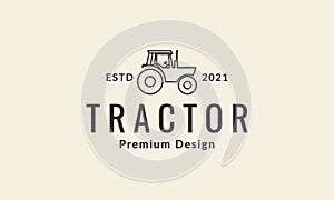 Agriculture tractor line hipster logo vector symbol icon design graphic illustration