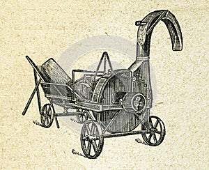 Agriculure machine, vintage engraved illustration