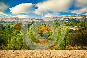 Agrigento city seen from the Valley of Temples