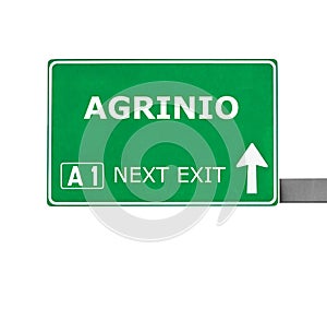 AGRINIO road sign isolated on white