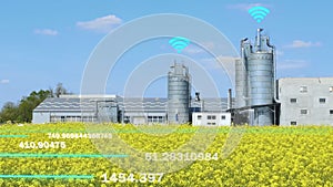 Agritech Technology Concept of Agriculture Silos Connected to Internet