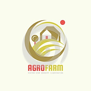 Agro Farm - vector logo template concept. Organic eco product sign. Plantation illustration. Ecology nature emblem. Design element