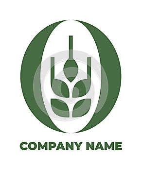 Agro icon for logo. Green vector isolated