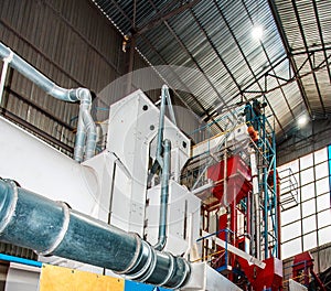 Agroindustrial view with internal structures and equipment of grain elevator