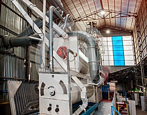 Agroindustrial view with internal structures and equipment of grain elevator