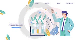 Agronomy and agriculture, biology laboratory research, flat vector illustration.