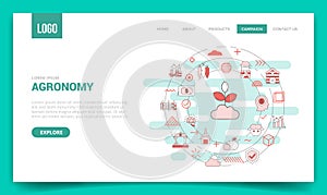 Agronomy concept with circle icon for website template or landing page homepage