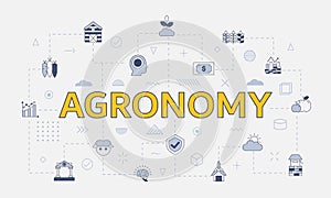 Agronomy concept with icon set with big word or text on center