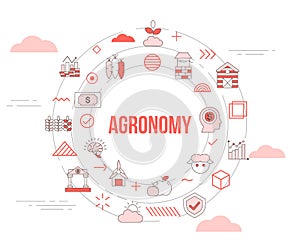 Agronomy concept with icon set template banner and circle round shape