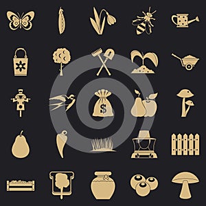 Agronomy icons set, simple style