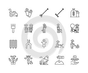 Agronomy line icons, signs, vector set, outline illustration concept