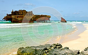 Aground cargo boat