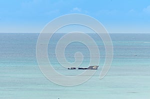 Aground ship in a blue caribbean sea