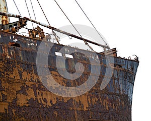 Aground ship detail isolated photo