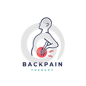 Back pain vector logo illustration. Chiropractic icon design